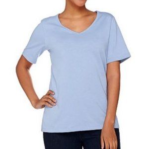 Denim & Co. Essentials V-neck Short Sleeve Top